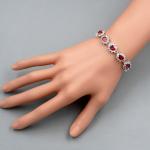 Jewelry Set Red Cubic Zirconia White Gold Plated Necklace Bracelet Earrings 6259