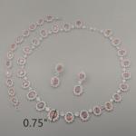 Jewelry Set Red Cubic Zirconia White Gold Plated Necklace Bracelet Earrings 6259