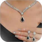 Wedding Jewelry Sets for Brides Rhinestone Necklace and Earring Set Bracelet