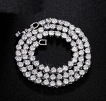 18k White Gold Plated Tennis Necklace Earrings Set made w Swarovski Crystal