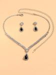 Wedding Jewelry Sets for Brides Rhinestone Necklace and Earring Set Bracelet