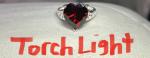Beautiful Red Garnet Heart Necklace, Dangle Earrings, & Ring Size 8 Set