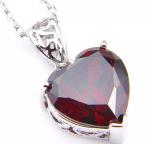 Beautiful Red Garnet Heart Necklace, Dangle Earrings, & Ring Size 8 Set