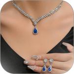 Wedding Jewelry Sets for Brides Rhinestone Necklace and Earring Set Bracelet