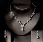 18K White Gold Plated made w Swarovski Crystal Bridal Necklace Earrings Gift Set