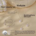 Silver Pearl Bridal Jewelry Set Necklace Bracelet Earrings Wedding Gift