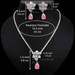 18k Platinum Filled Lab-Created Pink Sapphire Necklace Earrings Set Women’s Gift