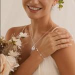 Silver Pearl Bridal Jewelry Set Necklace Bracelet Earrings Wedding Gift