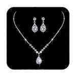 JAKAWIN Bride Silver Bridal Necklace Earrings Set Crystal Wedding Jewelry Set Rhinestone Choker Necklace for Women (Set of 3) (NK144-3) (1 Silver)