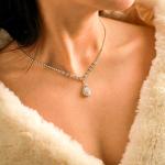 JAKAWIN Bride Silver Bridal Necklace Earrings Set Crystal Wedding Jewelry Set Rhinestone Choker Necklace for Women (Set of 3) (NK144-3) (1 Silver)