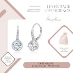 Mia Sarine Rhodium Plated 925 Sterling Silver Cubic Zirconia Halo Lever Back Dangle Bridal Earrings for Women White