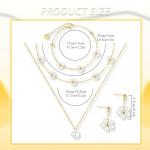 Kysppreu Gold Jewelry Set for Women Dainty 18K Gold Silver Plated Layered Daisy Pearl Flower Choker Necklaces Set Flower Bracelet & Drop Earrings Wedding Jewelry for Christmas Birthday Gifts