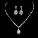 JAKAWIN Bride Silver Bridal Necklace Earrings Set Crystal Wedding Jewelry Set Rhinestone Choker Necklace for Women (Set of 3) (NK144-3) (1 Silver)