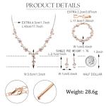 EVER FAITH Wedding Jewelry Set for Bride Bridesmaid, Rose Gold-Plated-Brass White Teardrop Cubic Zirconia Leaf Vine Bridal Prom Necklace Dangle Earrings Bracelet Sets for Women