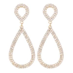 Legitta Rhinestone Teardrop Long Drop Earrings Cubic Zirconia Statement Geometric Dangle with Studs for Women Wedding Jewelry