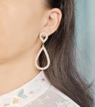 Legitta Rhinestone Teardrop Long Drop Earrings Cubic Zirconia Statement Geometric Dangle with Studs for Women Wedding Jewelry