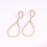 Legitta Rhinestone Teardrop Long Drop Earrings Cubic Zirconia Statement Geometric Dangle with Studs for Women Wedding Jewelry