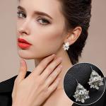FENBORY Clear Rhinestone Earrings Fancy Crystal Cluster Drop Bridal Wedding Prom Earrings for Women