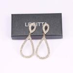 Legitta Rhinestone Teardrop Long Drop Earrings Cubic Zirconia Statement Geometric Dangle with Studs for Women Wedding Jewelry