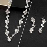 ElegGlo Silver Necklace Earrings Bracelet Crystal Bridal Wedding Jewelry Sets for Brides Bridesmaid Prom Costume Accessories for Women