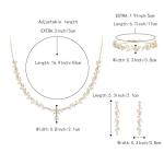 BriLove Wedding Bridal Jewelry for Women Cubic Zirconia Marquise Teardrop Leaf Cluster Y-Necklace Dangle Earrings Link Bracelet Set Clear Gold-Plated-Brass
