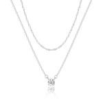 Tewiky Dainty Silver Necklaces for Women, Simple Layered Sterling Silver Plated Cubic Zirconia Pendant Chain Choker Necklaces Fashion Set Jewelry CZ Gifts