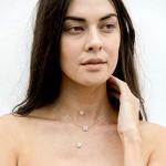 PAVOI 14K Gold Plated Post Faux Diamond Round Solitaire Pendant Halo Necklace in White Gold