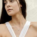 PAVOI 14K Gold Plated Post Faux Diamond Round Solitaire Pendant Halo Necklace in White Gold