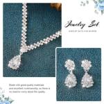 Aukmla Crystal Bride Wedding Jewelry Set Silver Rhinestones Bridal Necklaces Earrings Bracelet Sets Prom Jewelry for Women and Brides (Silver)