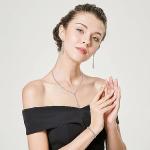 Jstyle Silver Bridal Jewelry Set for Women Rhinestone Necklace Dangle Earrings Bracelet Set Wedding Jewelry Sets for Brides Bridesmaid Crystal Prom Costume Jewelry Accessories for Women Elegant A