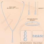 Jstyle Silver Bridal Jewelry Set for Women Rhinestone Necklace Dangle Earrings Bracelet Set Wedding Jewelry Sets for Brides Bridesmaid Crystal Prom Costume Jewelry Accessories for Women Elegant A
