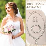 Henoyso 5 Pcs Bride Jewelry Set Rhinestone Necklace Earrings Bracelet Headpieces Sets for Wedding Bridal Party Prom Costume(Elegant Style)