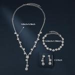 IUHOGE Bridal Jewelry Sets Wedding Necklace Earrings Silver Rhinestone Chain Necklace Bracelet Bridal Jewelry Sets for Women