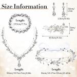 Henoyso 5 Pcs Bride Jewelry Set Rhinestone Necklace Earrings Bracelet Headpieces Sets for Wedding Bridal Party Prom Costume(Elegant Style)