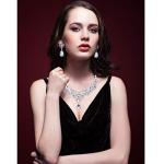 Hicarer Bridal Teardrop Cluster Crystal Jewelry Set for Women Necklace Earrings Wedding (Silver)
