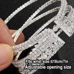 Suyi Rhinestone Bracelet for Women Silver Multilayer Cuff Bracelet Craystal Braidal Bracelets Silver 3