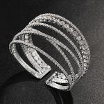 Suyi Rhinestone Bracelet for Women Silver Multilayer Cuff Bracelet Craystal Braidal Bracelets Silver 3