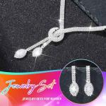 Unicra Silver Rhinestone Bridal Wedding Jewelry Set Crystal Necklace Earrings Sets Formal Prom Costume Jewelry Sets for Women and Brides (Silver)