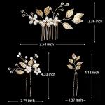 4 Pieces Bridal Wedding Hair Pins Gold Leaf Crystal Pearl Hair Pins Clips Flower Headpiece Vintage Wedding Hair Accessories for Brides Bridesmaids Women Girls