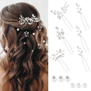 12 Pieces Hair Accessories for Women Pearl Crystal Bridal Hair Pins Wedding HairPieces for Brides Vintage Decorations Bride Bridesmaids