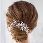 JAKAWIN Bride Wedding Hair Comb Pearl Flower Hair Piece Rhinestone Bridal Hair Accessories for Women HC034 (Silver)