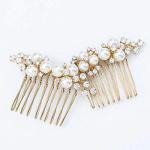 Asooll Gold Wedding Pearl Hair Comb Bride Crystal Hairpiece Bridal Rhinestone Hair Clip Hair Accessories for Women (Set of 2) (A-Gold)