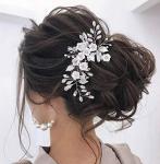 Latious Silver Flower Bride Wedding Hair Vine Rhinestone Bridal Hairpiece Crystal Headpieces Accessories for Women and Girls(5.9Inches) (A-Silver)