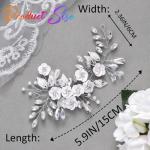 Latious Silver Flower Bride Wedding Hair Vine Rhinestone Bridal Hairpiece Crystal Headpieces Accessories for Women and Girls(5.9Inches) (A-Silver)