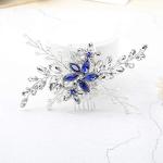 Olbye Wedding Hair Comb Blue Rhinestone Bridal Hair Accessories for Bride and Bridesmaids Wedding Hair Piece Silver