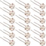 WILLBOND 18 Pcs Pearl Hair Pins Bridal Wedding Hair Accessories Crystal Bobby Pin for Brides Bridesmaids Flower Women Girls(Rose Gold)