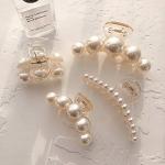 Hair Clips for Women, Large Pearl Hair Claw Clip Set Strong Hold No Slip, Banana Jaw Clip Barrettes, Hair Accessories Birthday Wedding Valentine's Day Gift for Girl Wife Styling Thick Thin (4 PCS)