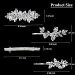 Mulzile 4 Pieces Rhinestone Hair Clips Leaf Wedding Hair Pins Crystal Bobby Pins Silver Bridal Hairpin Barrette for Brides Bridesmaids Flower Girls