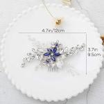 Olbye Wedding Hair Comb Blue Rhinestone Bridal Hair Accessories for Bride and Bridesmaids Wedding Hair Piece Silver