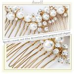 Asooll Gold Wedding Pearl Hair Comb Bride Crystal Hairpiece Bridal Rhinestone Hair Clip Hair Accessories for Women (Set of 2) (A-Gold)